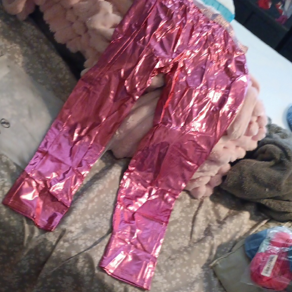 SHEIN Metallic Very Shiny Pink Leggings In XL